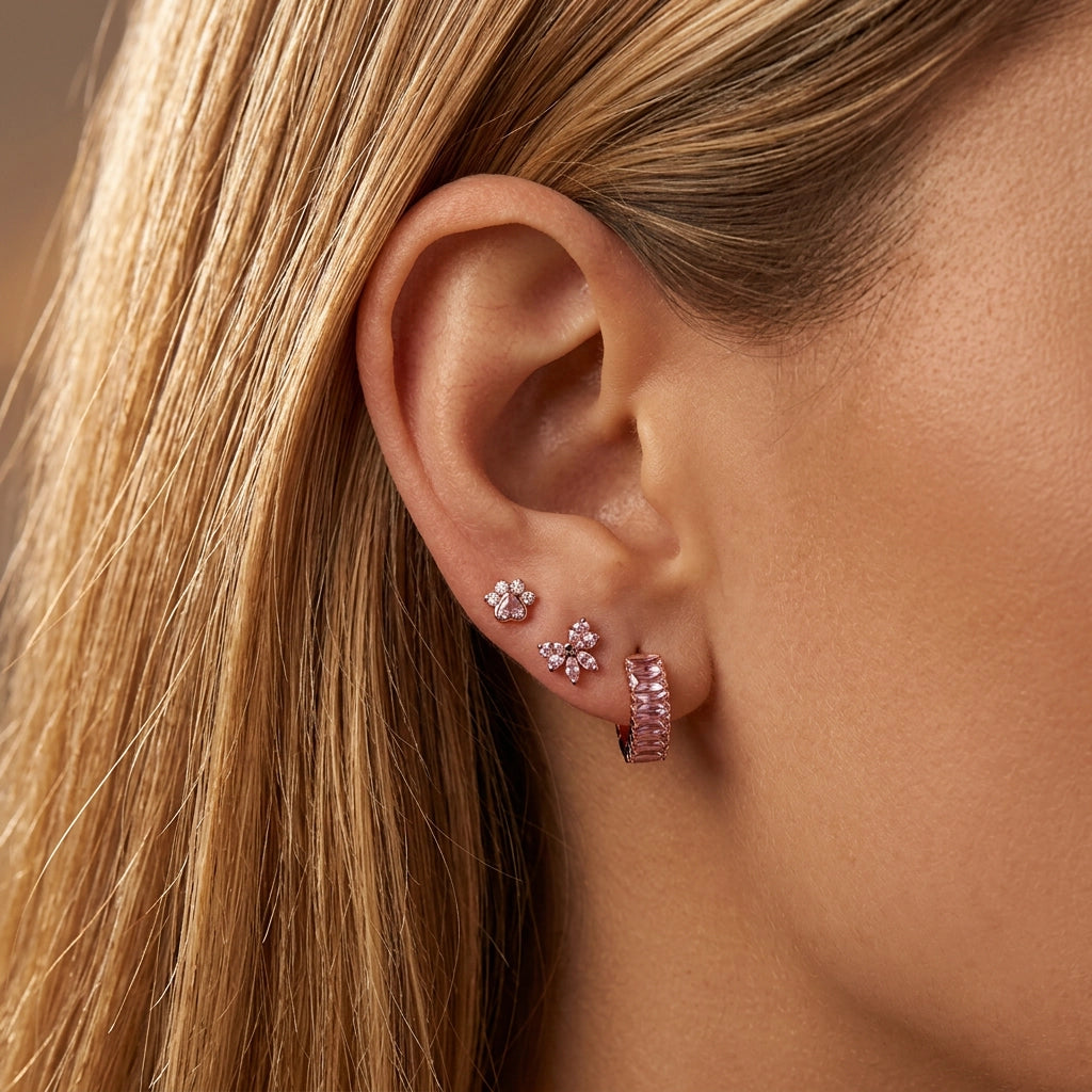 Titanium Lyanna Pinky Paw Flat Back Stud