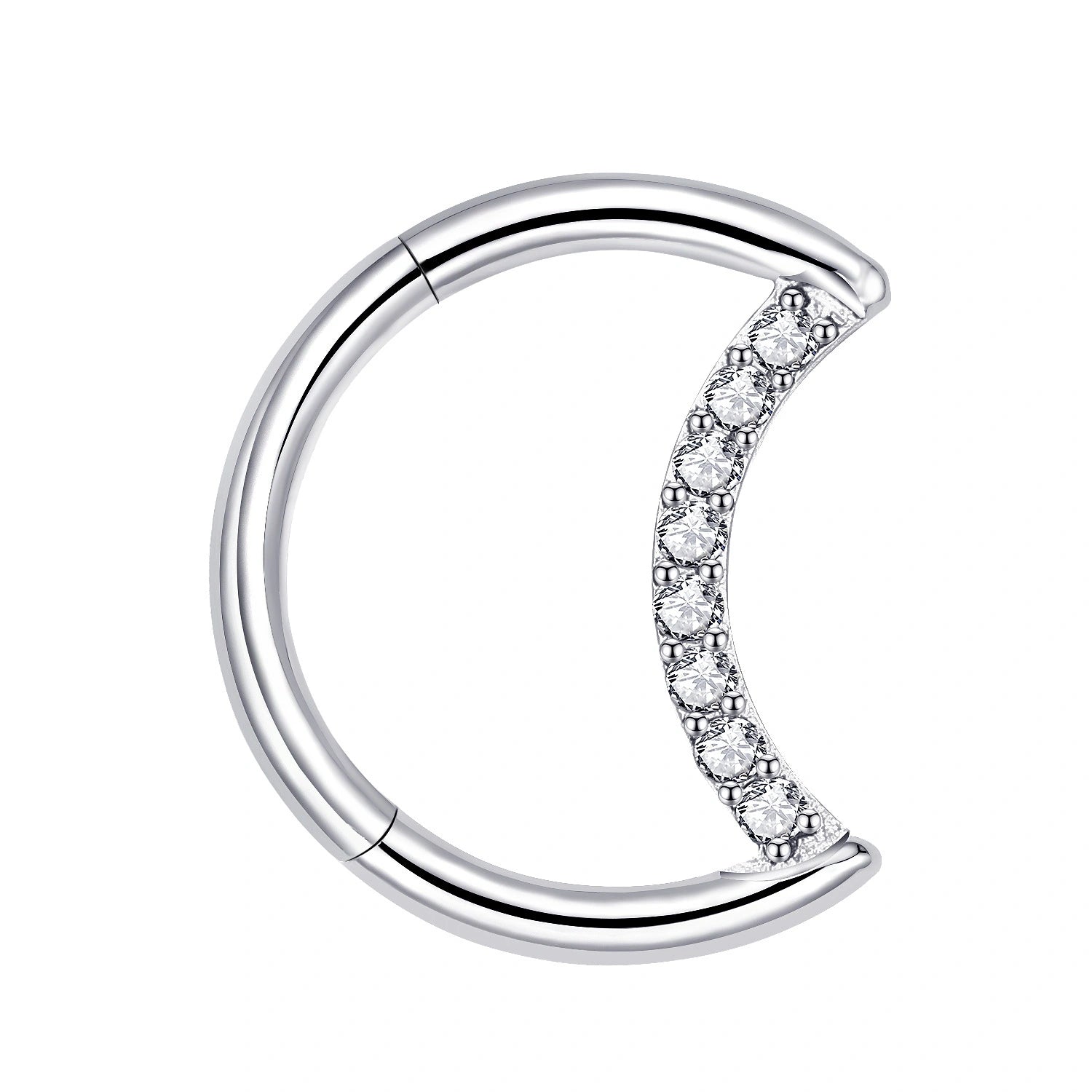 Solid Titanium Essential CZ Pave Luna Clicker