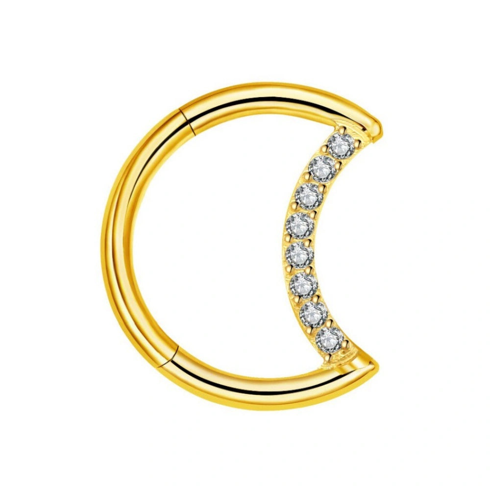 Solid Titanium Essential CZ Pave Luna Clicker