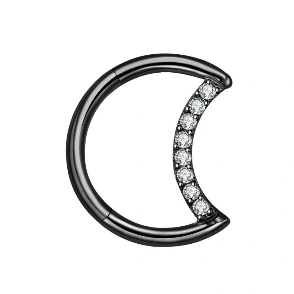 Solid Titanium Essential CZ Pave Luna Clicker