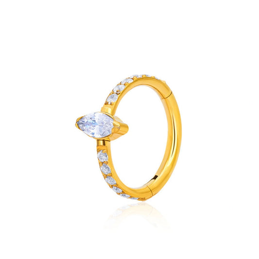Titanium Marquise Diamond Clicker | Helix Ring | Conch Hoop