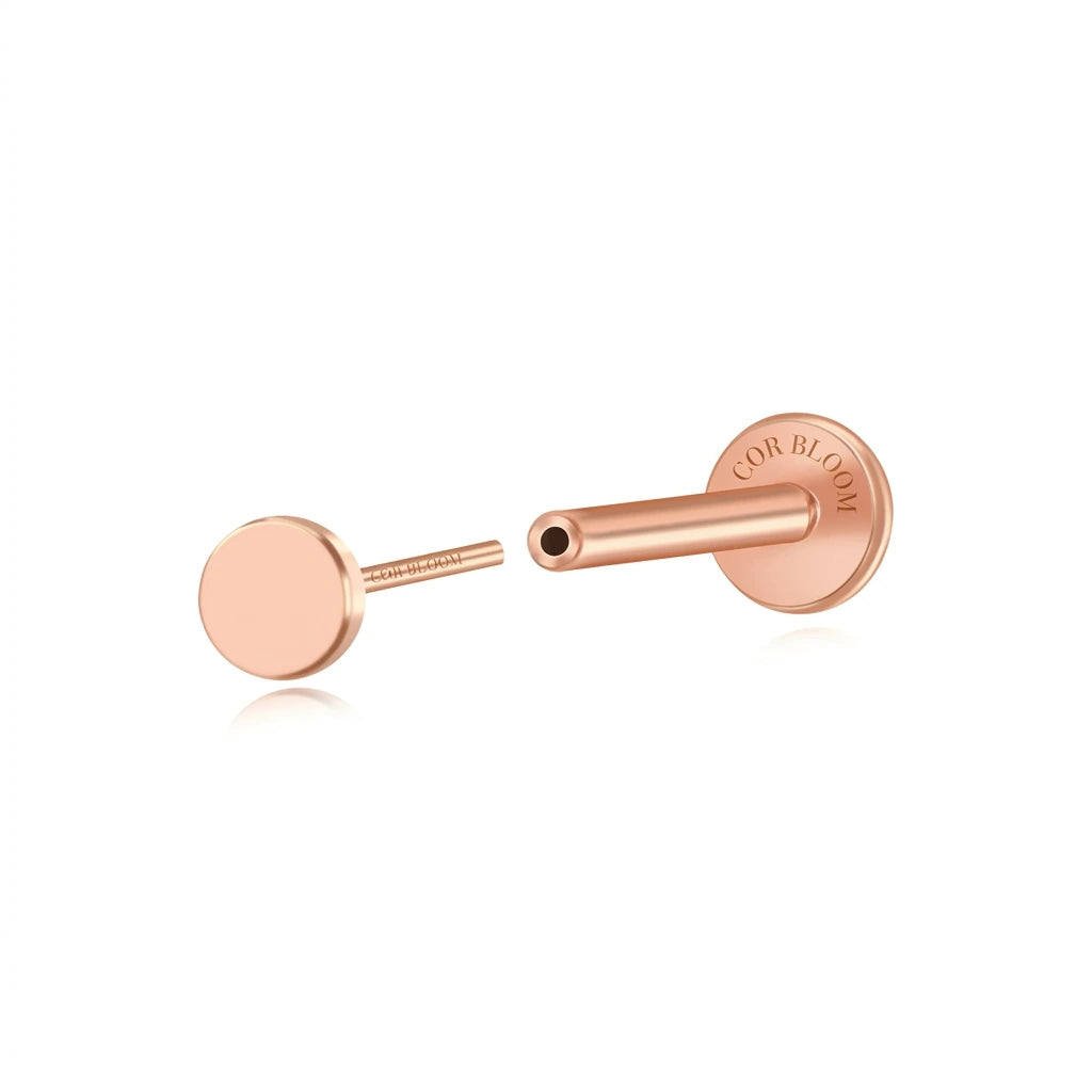 Titanium Minimal Solid Round Disc Push Pin Flat Back Stud