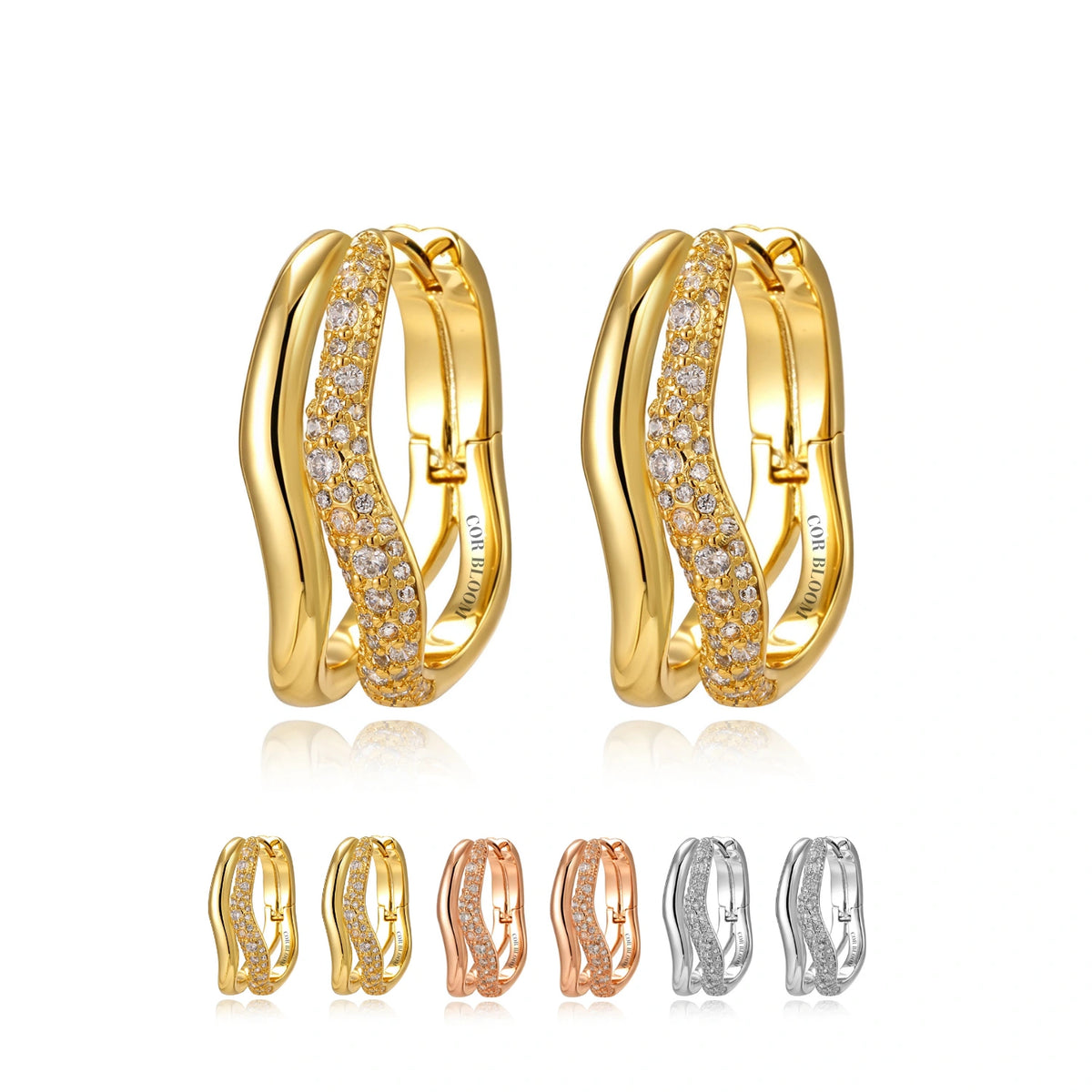 Wave Diamond Hoops