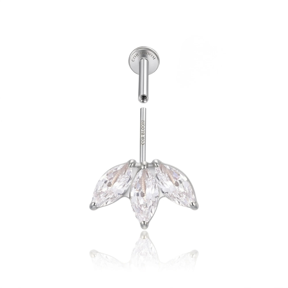 Titanium Kratos Diamond 3-Petal Stud - Hidden Helix