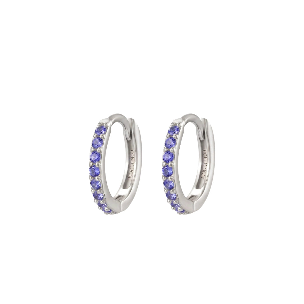 Arya Tanzanite Pave Hoop Earrings