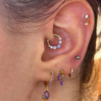 Arya Amethyst Pave Hoop Earrings