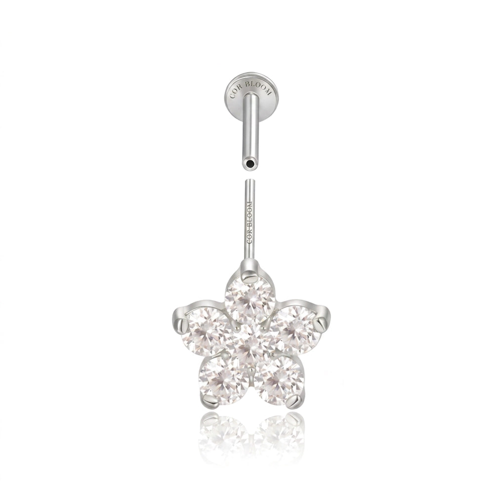 Titanium Nova Flower Stud - Vertical Helix