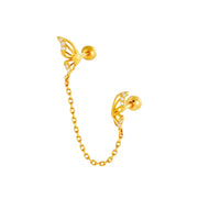 Butterfly Connected Chain Screw Back Stud Earring
