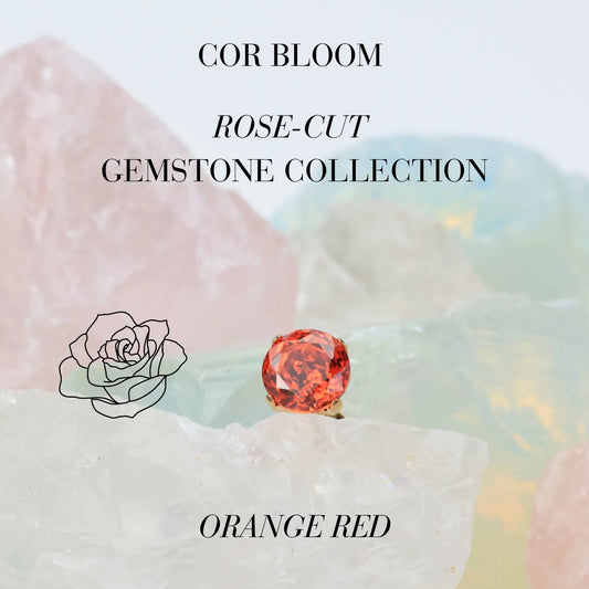 Titanium Rose Cut Orange Red Gemstone Piercing Stud