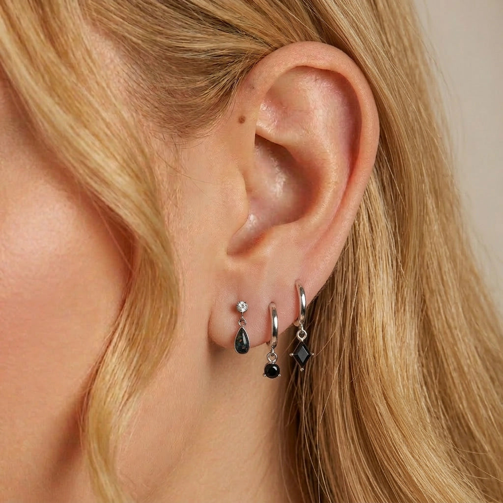 Alaia Black Kite Hoop Earrings
