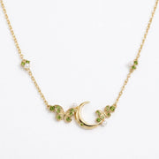 Peridot Crescent Moon & Butterfly Necklace