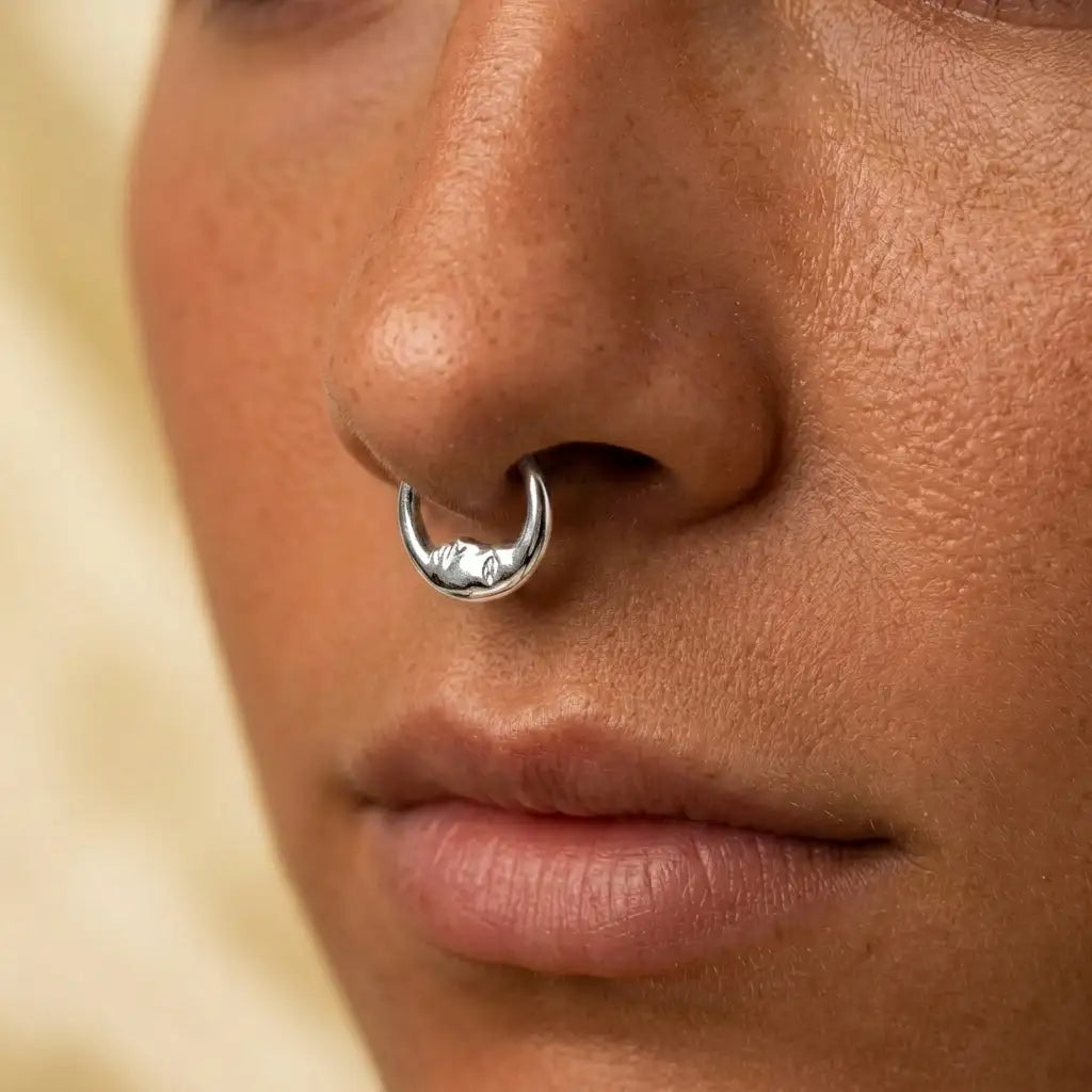 Titanium Sage Moon Daith Ring | Septum Clicker
