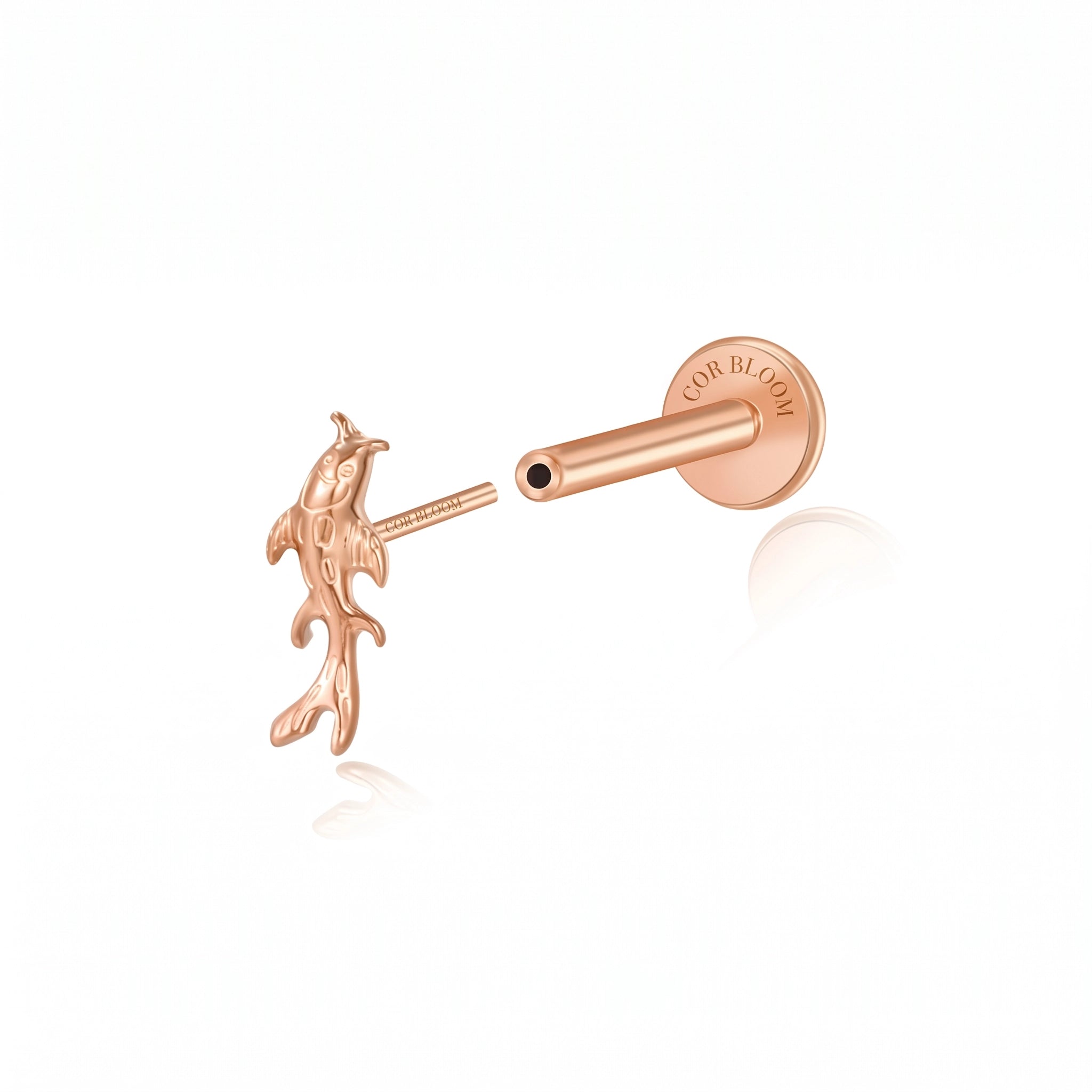 Titanium Carpio Fish Flat Back Stud