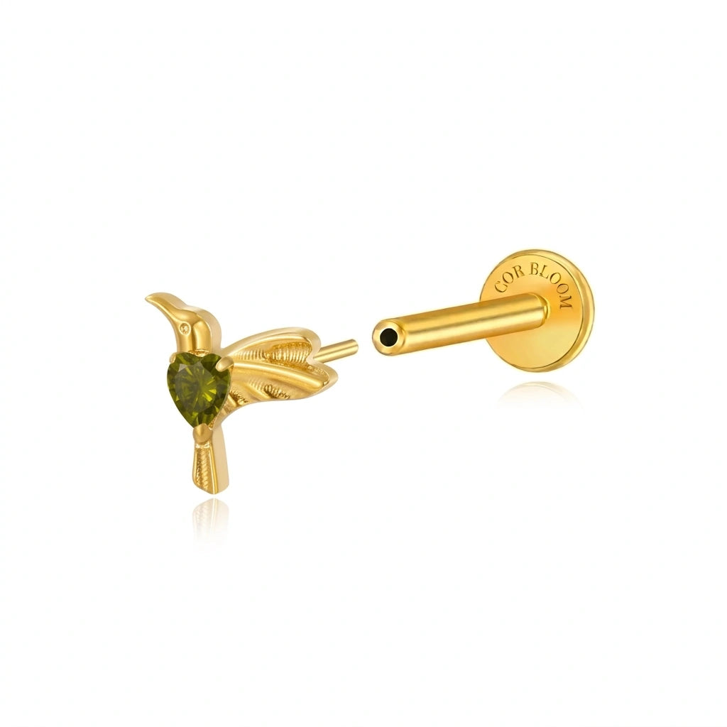 Titanium Peridot Frida Bird Stud
