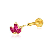 Myla Ruby Three-Petal Flat Back Stud