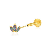 Myla Dark Iridescent Three-Petal Flat Back Stud