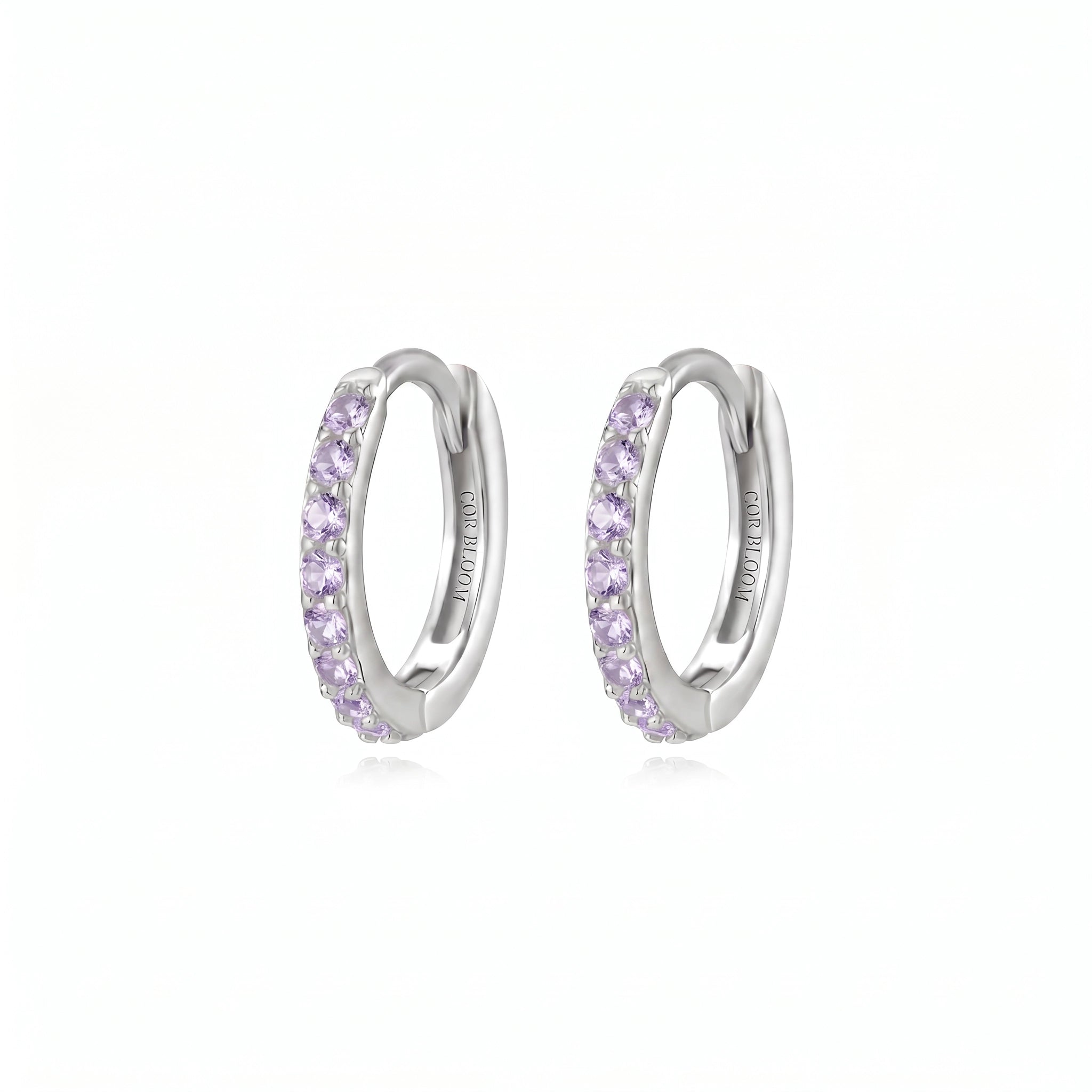 Arya Light Amethyst Pave Hoop Earrings
