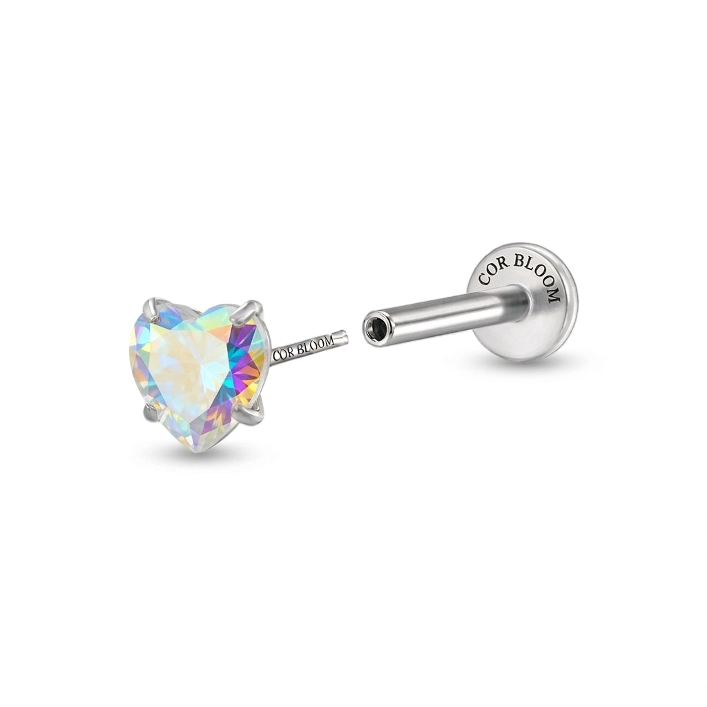Titanium Multisize AB Heart-Cut Stud (Push Pin)
