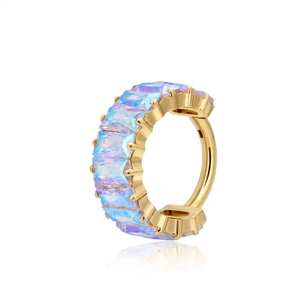 Titanium Northern Lights Gemstone Sugar Clicker | AB Conch Hoop