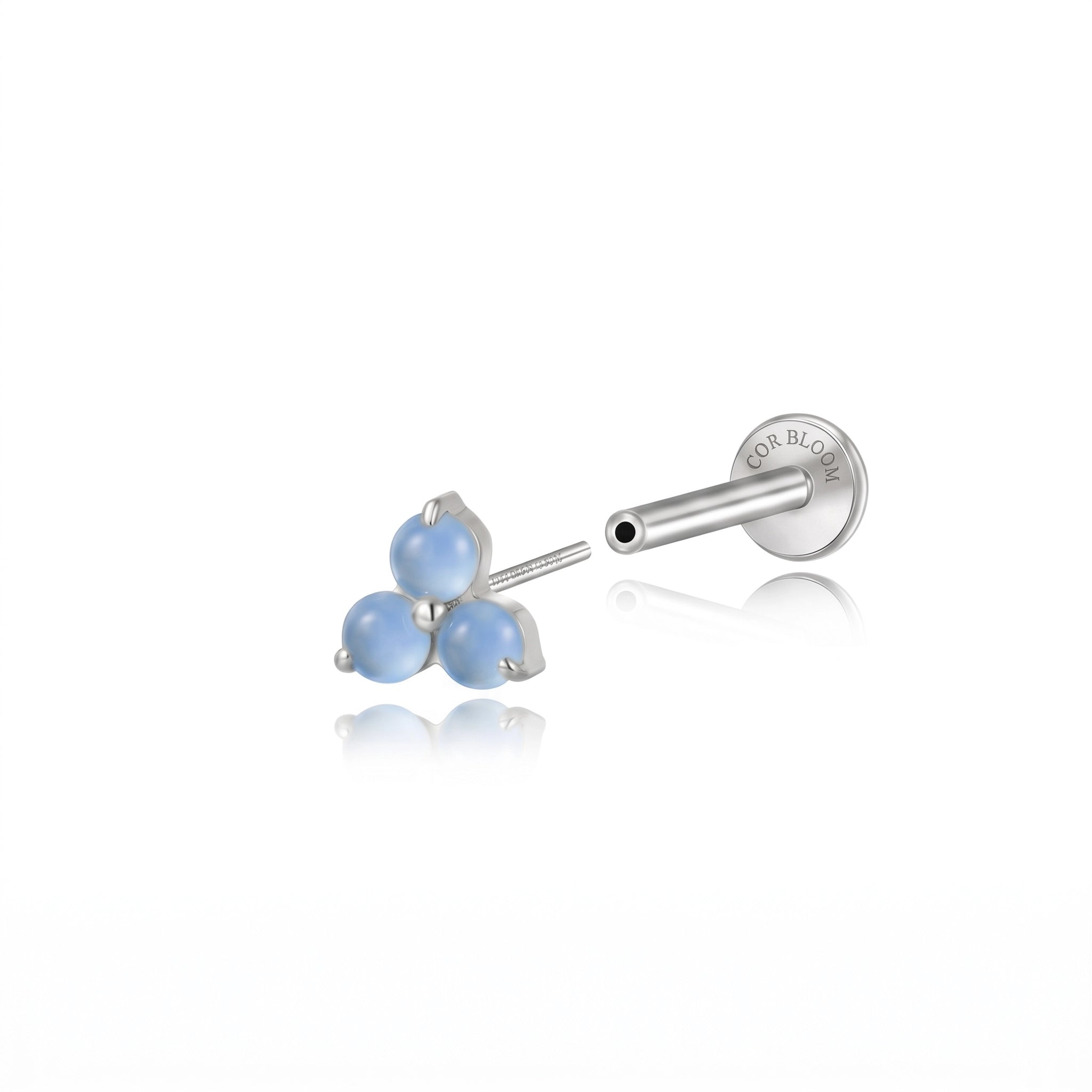 Titanium Athina Mini Triangle Stud - Blue Agate