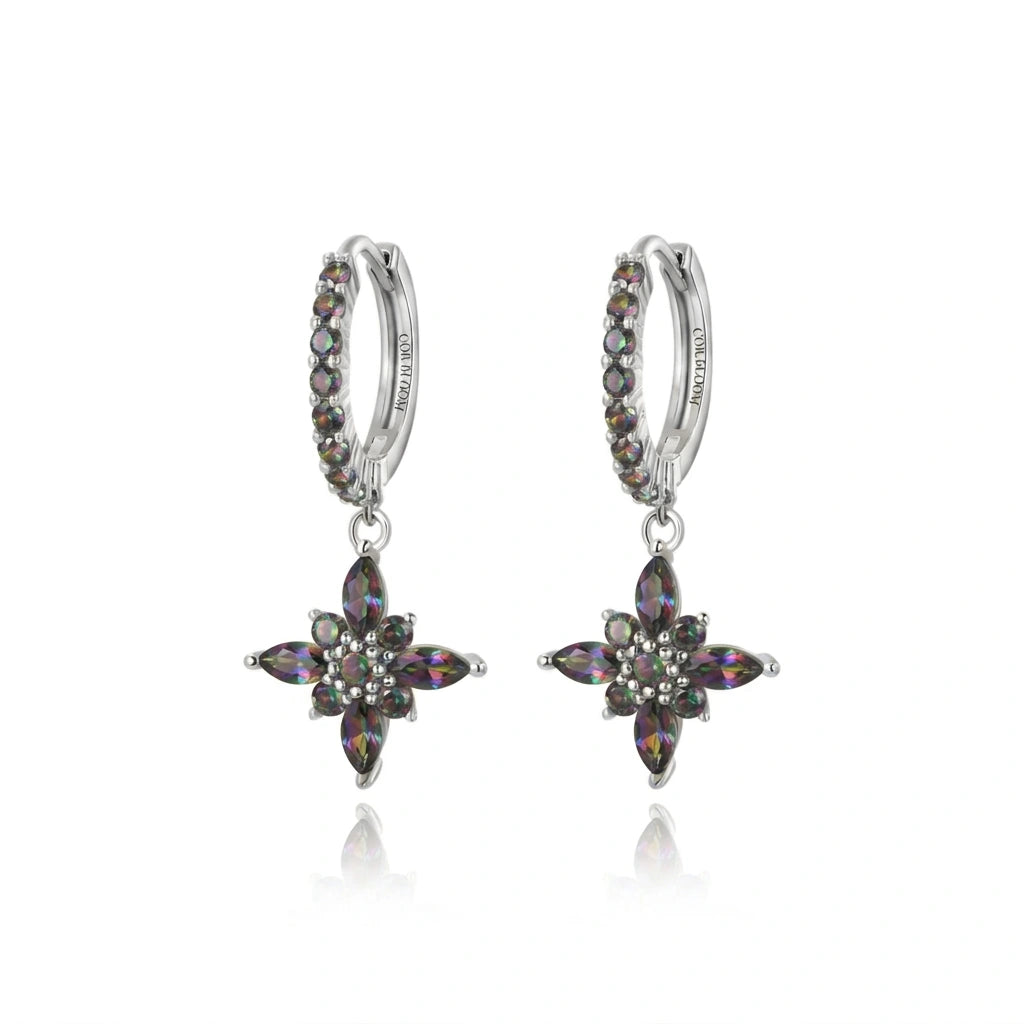 Lydia Dark Iridescent Starflower Drop Earrings