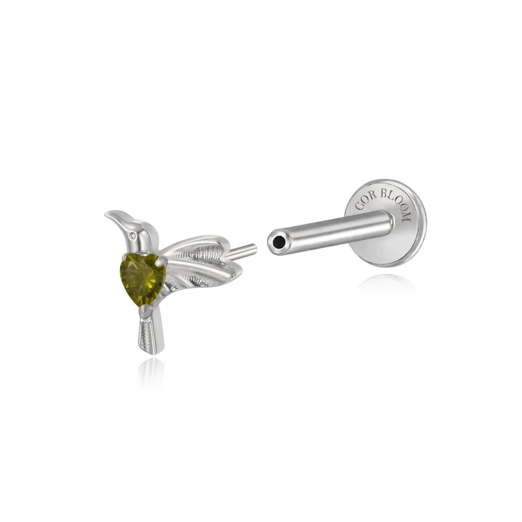 Titanium Peridot Frida Bird Stud
