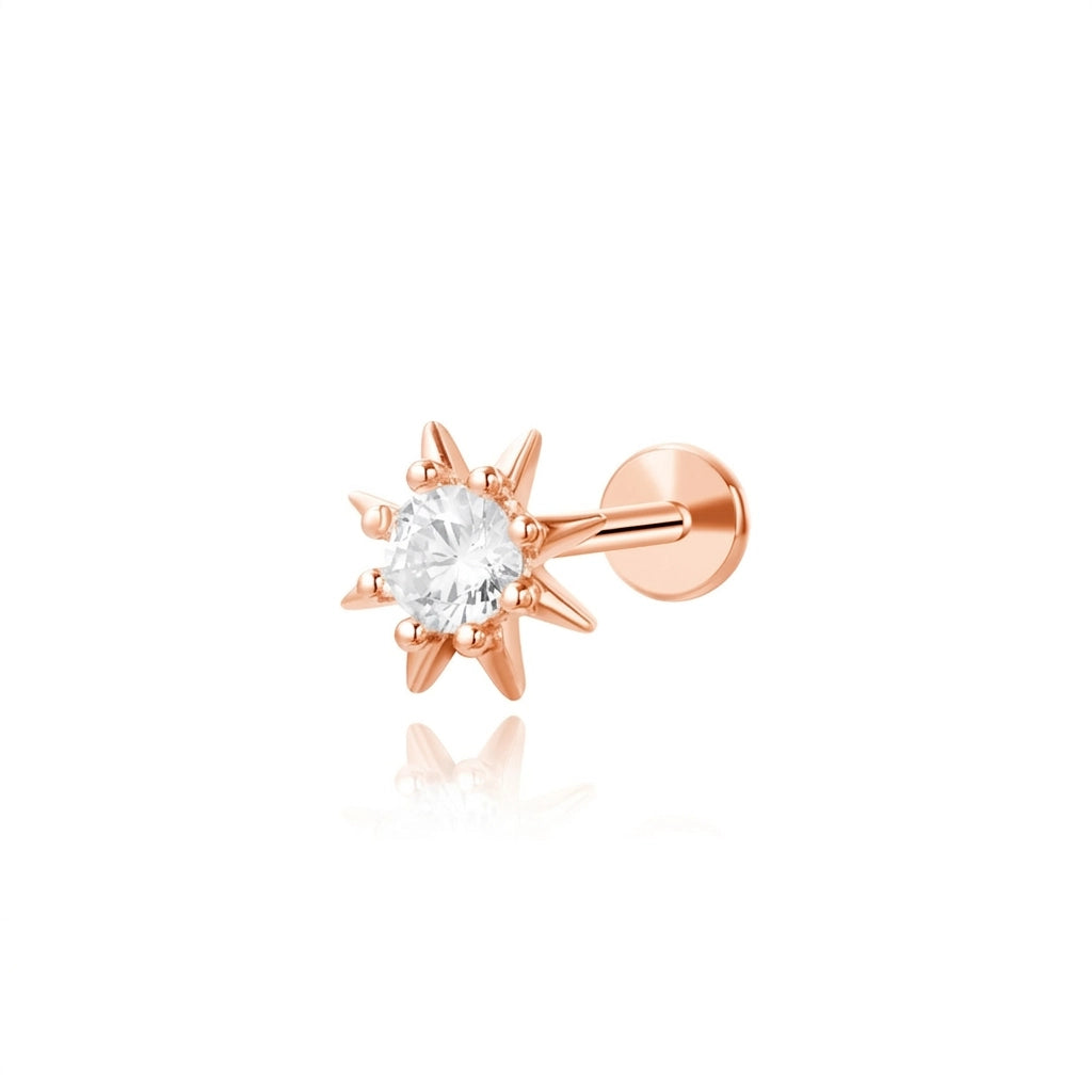 Aeliana Glowing Sun Flat Back Piercing Stud