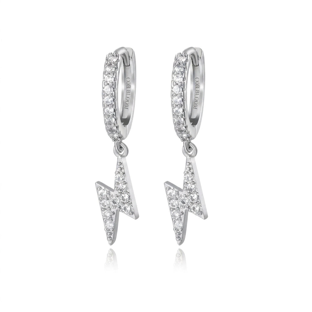 Aspasia Diamond Lightning Charm Hoop Earrings