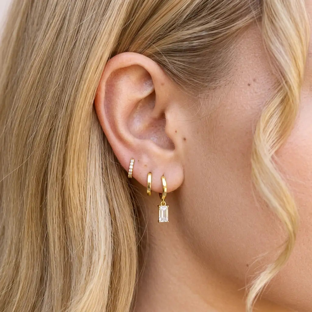 Amelia Diamond Baguette Hoop Earrings