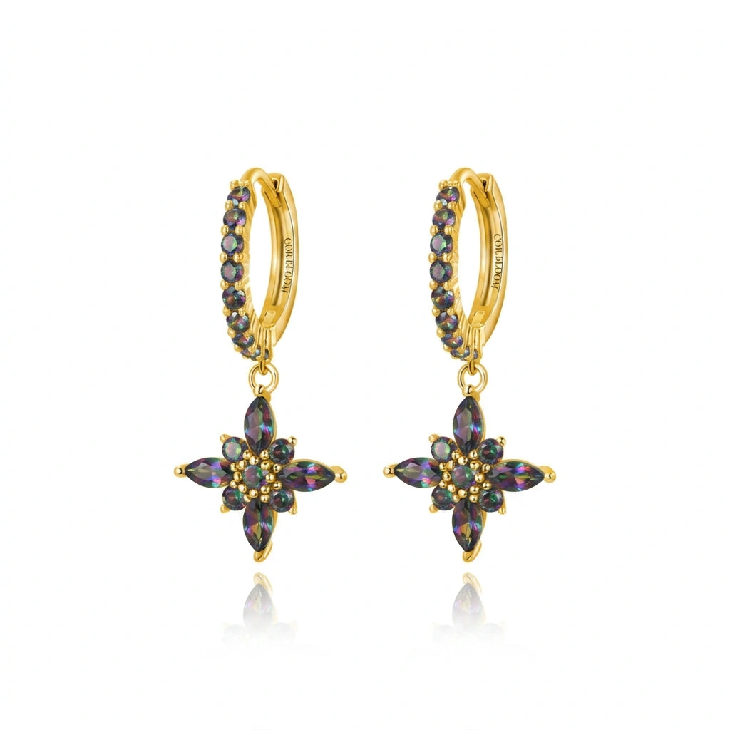 Lydia Dark Iridescent Starflower Drop Earrings