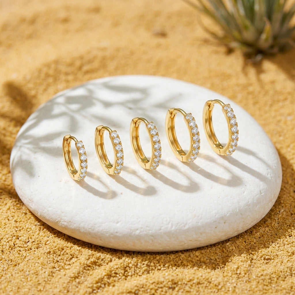 Classic Pave Hoop Earring (20G)
