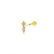Titanium Eve Mini Marquise Stud - Yellow Citrine & Pink Tourmaline