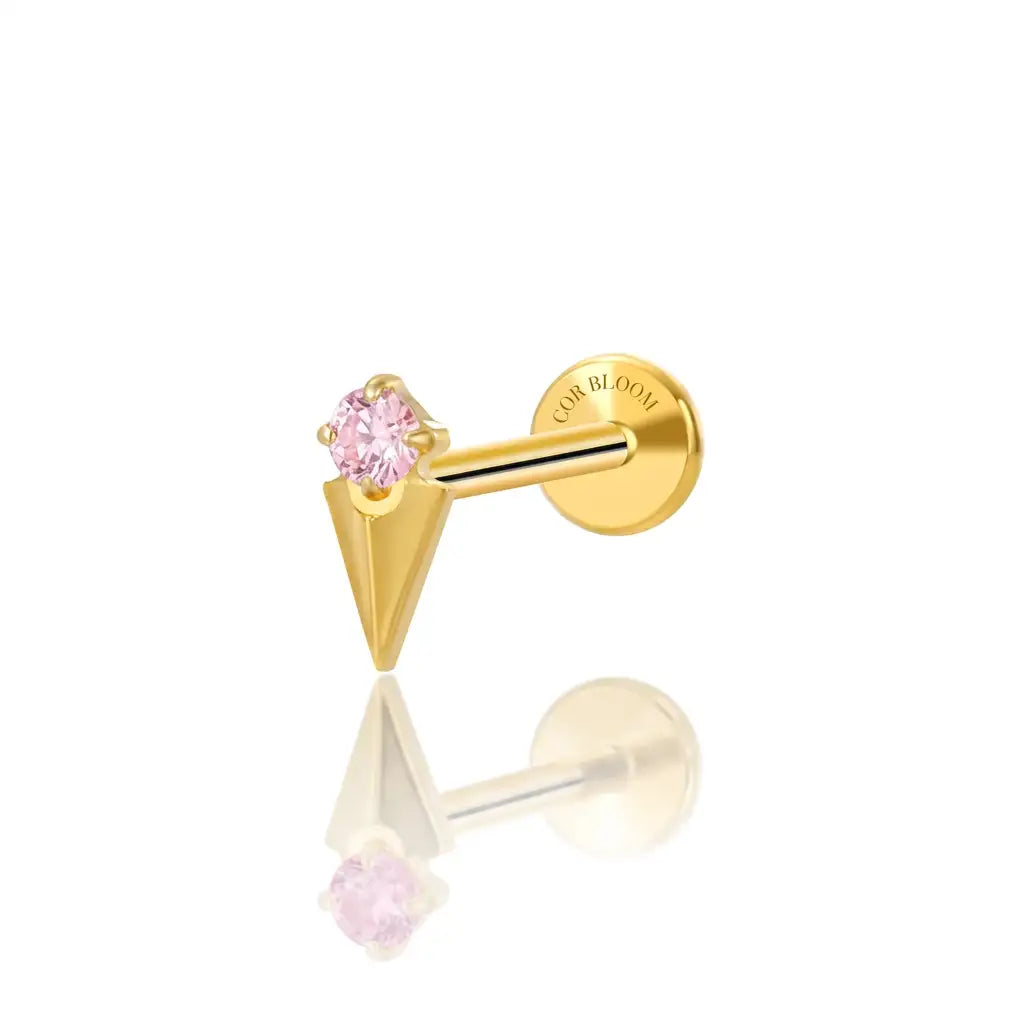 Titanium Small Pink Cone Flat Back Stud