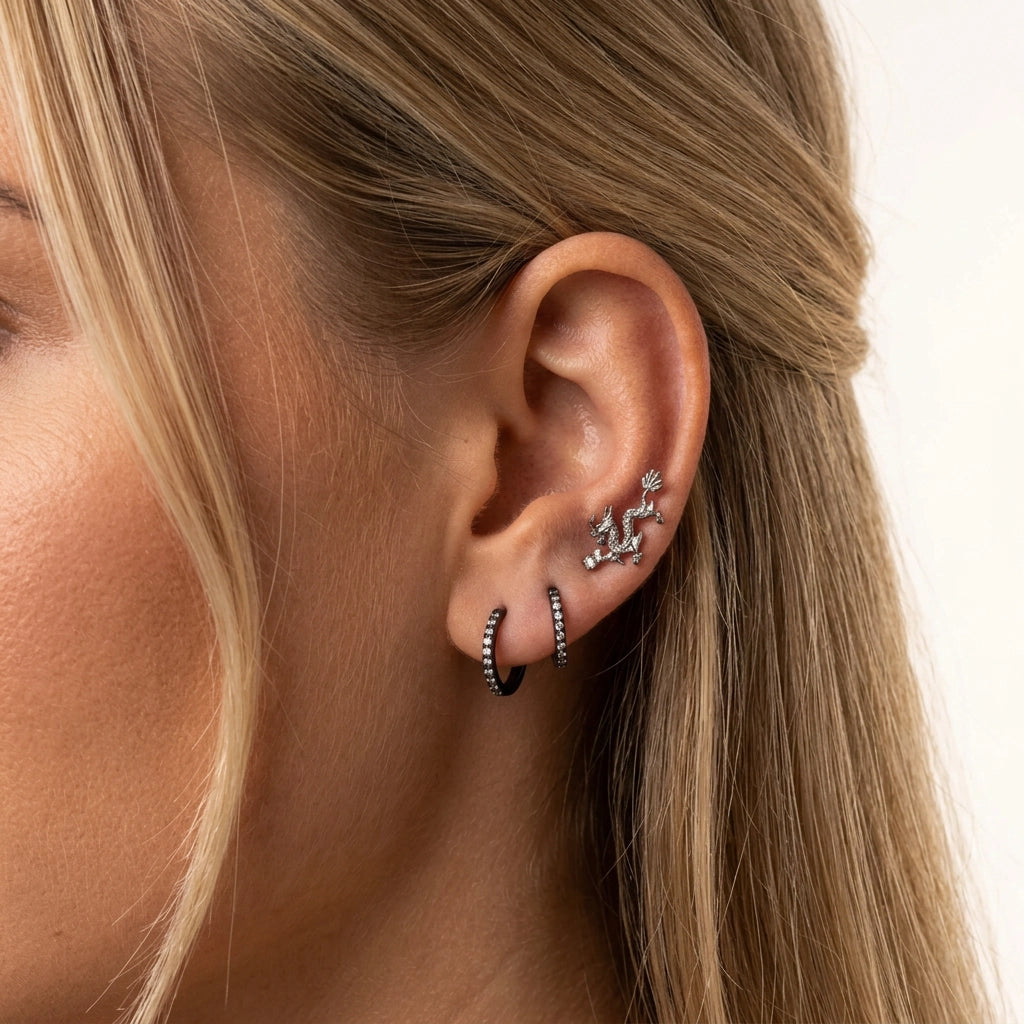Titanium Statement Diamond Dragon Flat Back Stud