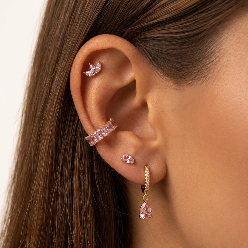 Titanium Pink Tourmaline Sugar Clicker | Conch Hoop