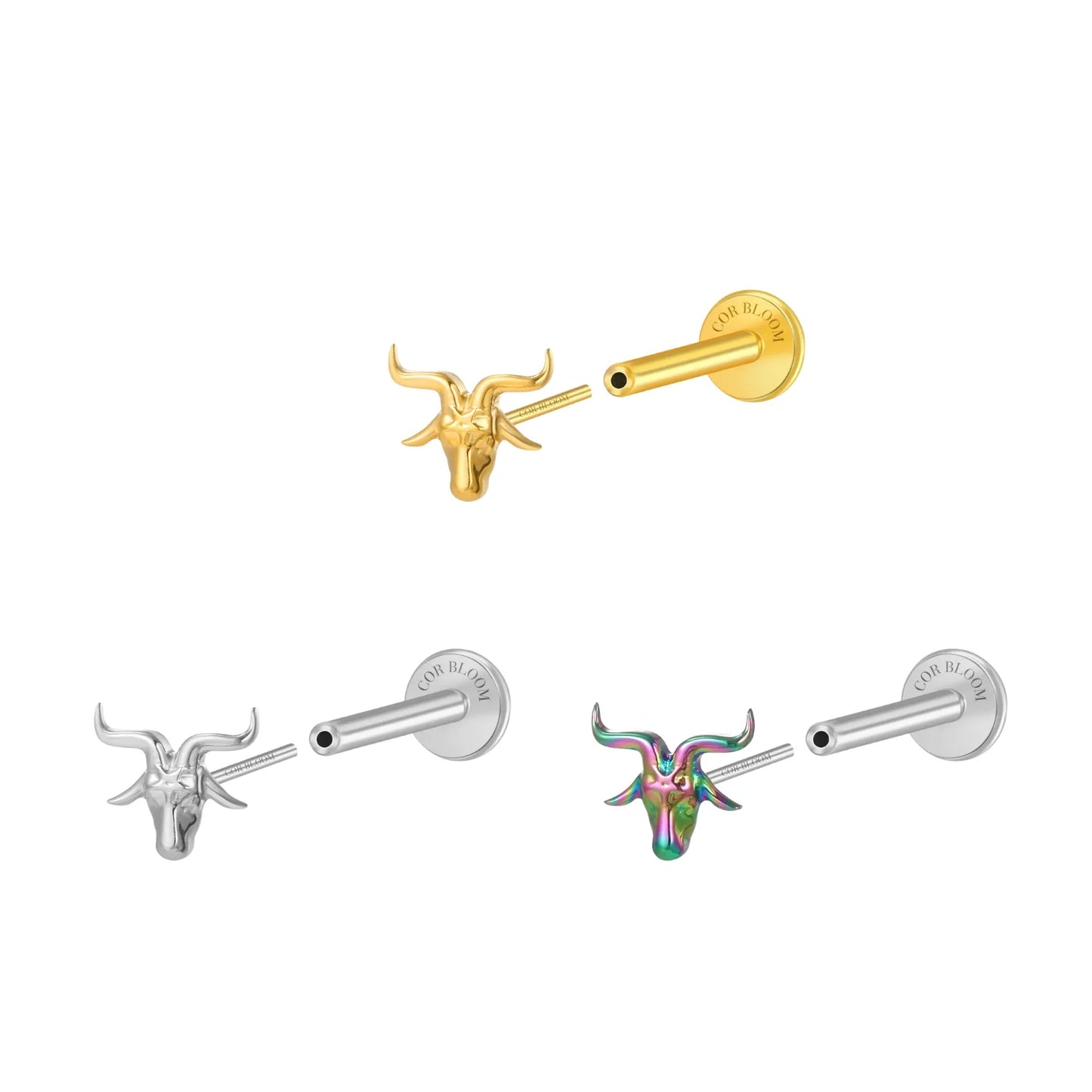 Titanium Kri-Kri Goat Flat Back Stud