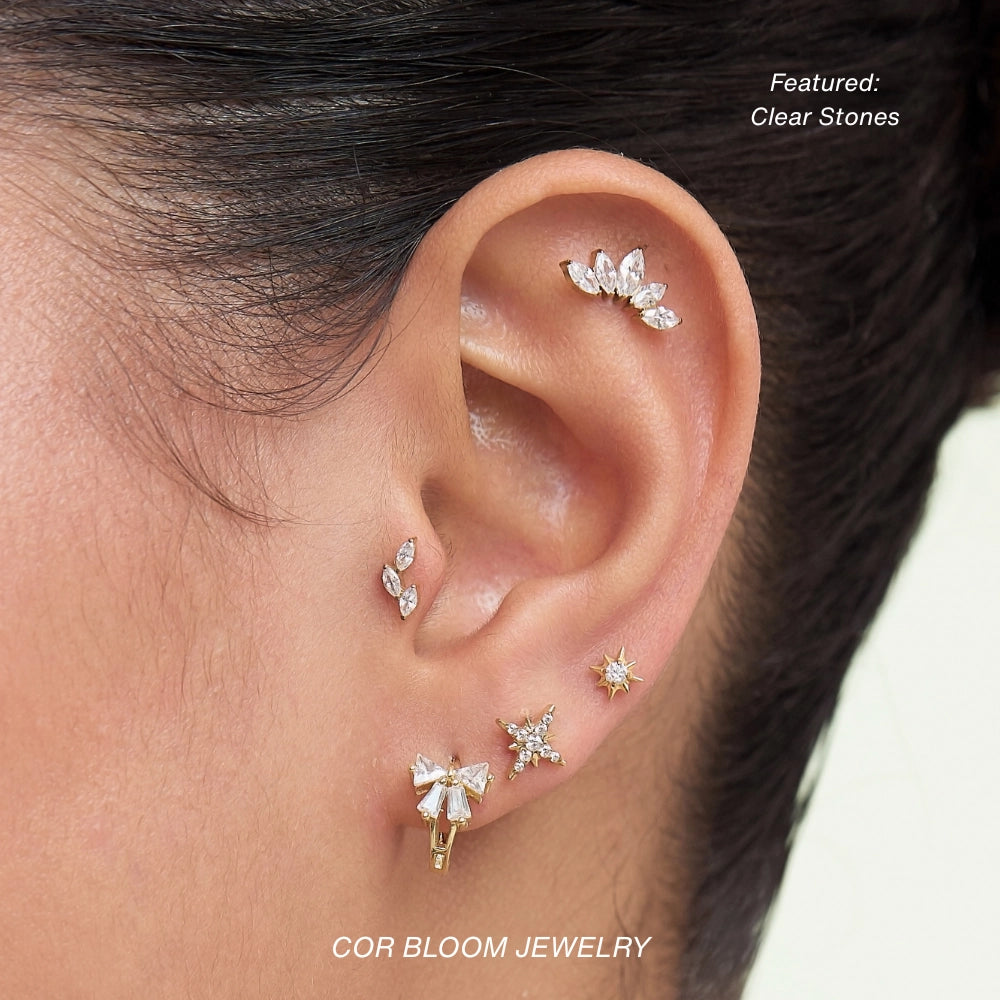 Calm Ocean - Titanium Aphrodite Blue & Black Crown Push Pin Stud