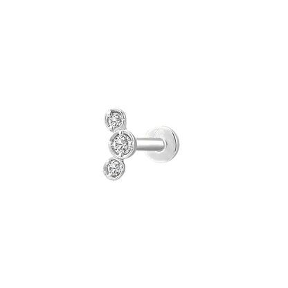 Mini Bling Trio Diamond Flat Back Stud Earring (18G)