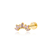 Titanium Pink Gemstone 7-Petal Crown Piercing Stud