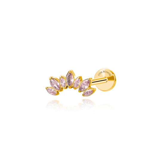 Titanium Pink Gemstone 7-Petal Crown Piercing Stud