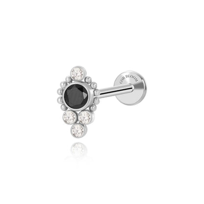 Titanium Vanya Black Garnet Flat Back Stud