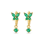 Nefeli Green Emerald Butterfly Huggie Earrings