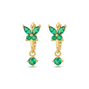 Nefeli Green Emerald Butterfly Huggie Earrings