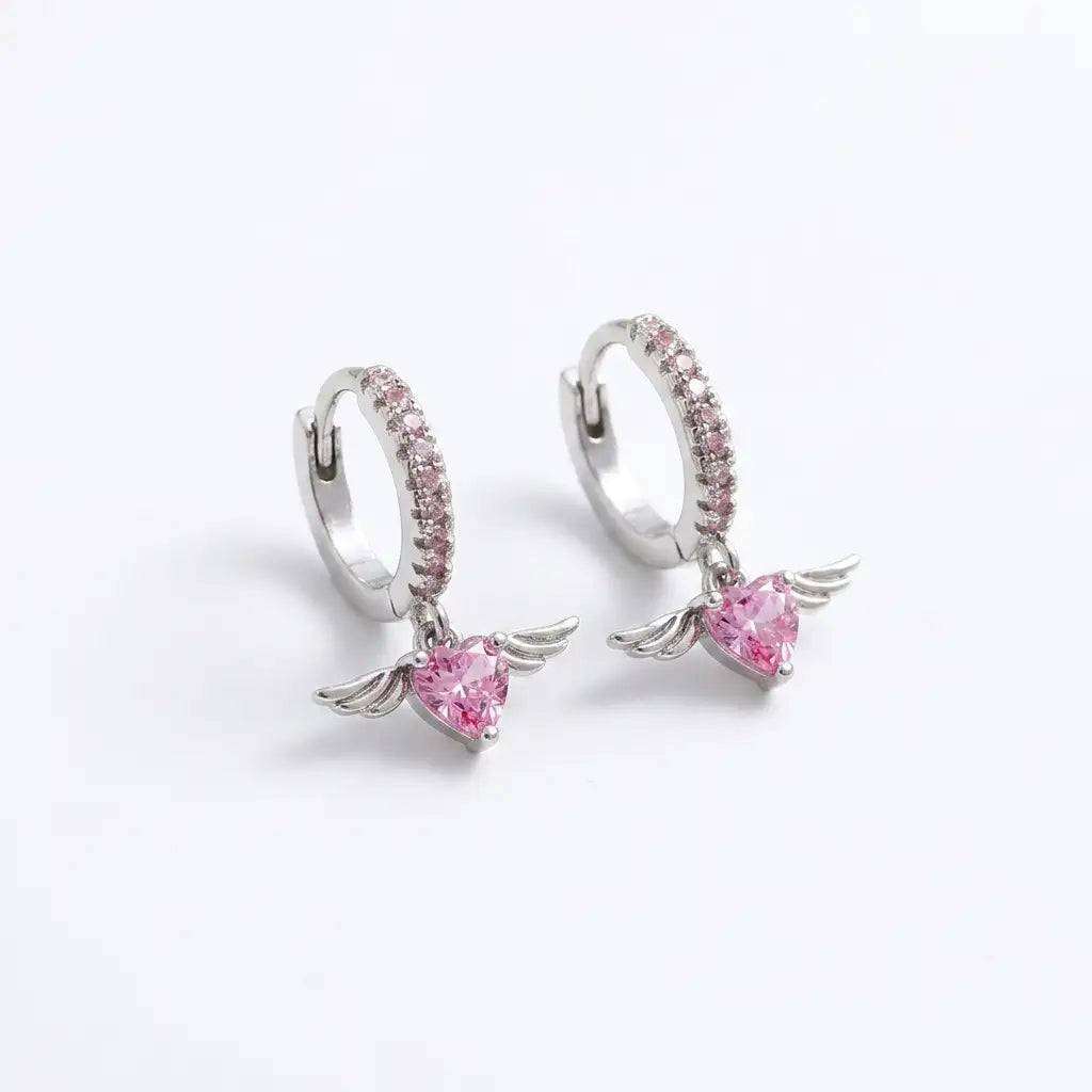Angel Heart Hoop Earrings