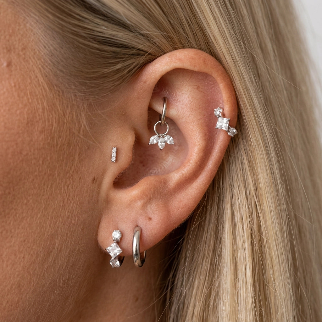 Pave Line Heart Labret Piercing