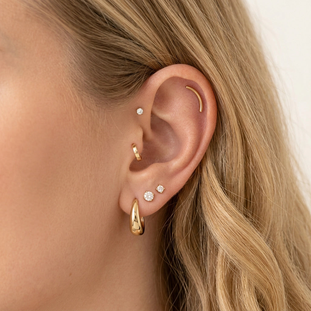 Titanium Iro Minimal Line Flat Back Stud