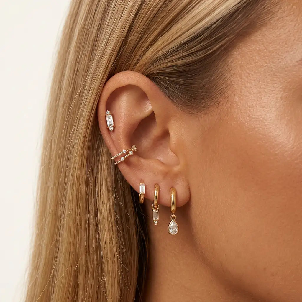 Iceland Dainty Baguette Flatback Stud – Crystal
