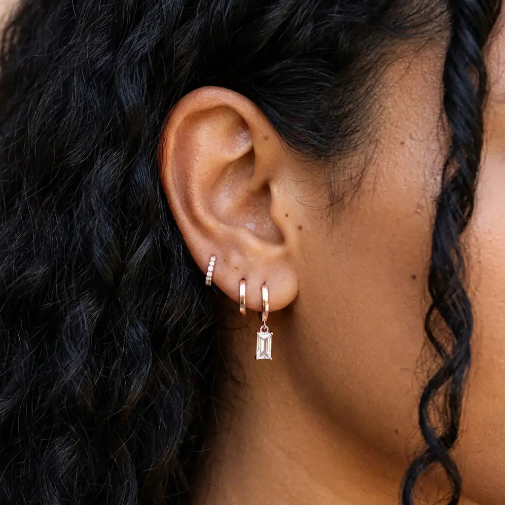 Amelia Diamond Baguette Hoop Earrings