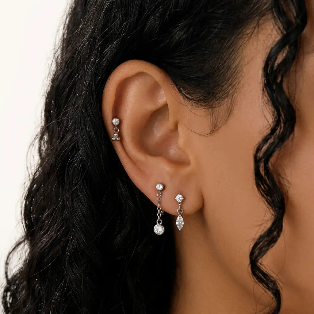 Titanium Dangling Trio Ball Piercing Stud