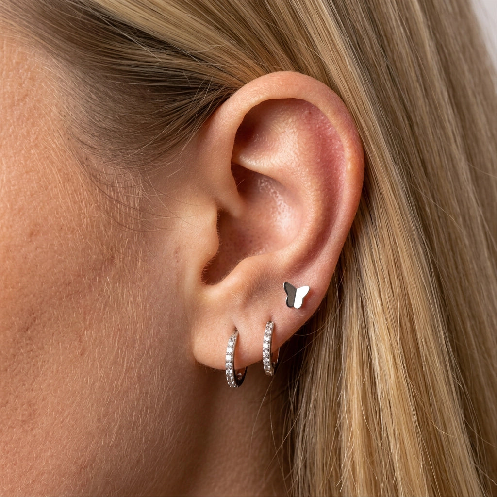 Solid Titanium Athena Butterfly Flat Back Stud